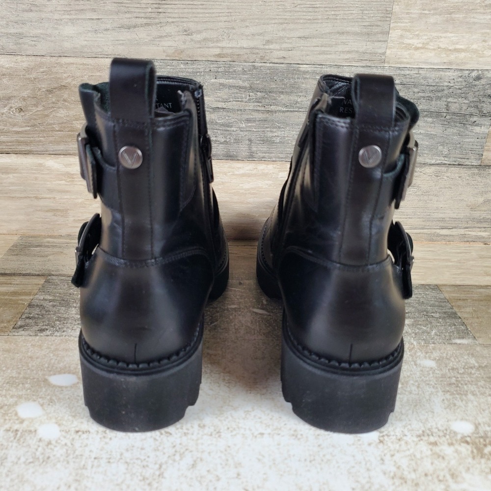 Vionic Folsom Womens Ankle Boot Sz 6.5 W Black Leather Buckle Side Zip Round Toe - Picture 3 of 10